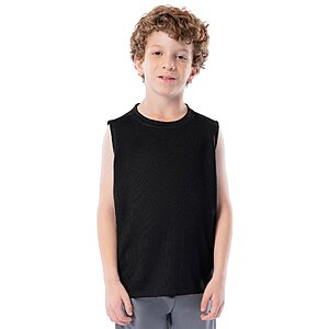 Athletic Works Boys' Core Active Muscle Tank, 2-Pack, Rich Black/Vivid White, Sizes 4-18 & Husky $2.47