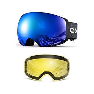 Odoland Magnetic Ski OTG Anti-Fog Snow Goggles - $34.99