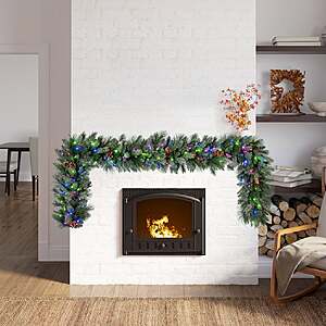 9' Pre-Lit Radiant Micro LED with Twinkle Artificial Greenery Garland $44.99 Free Shipping or $34.99 In Warehouse Costco.com