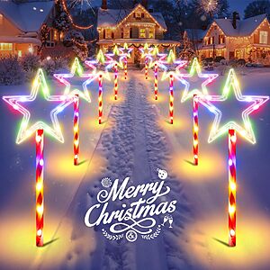 Amazon - HALHSAP 10-Pack Solar Christmas Pathway Lights $18.49 w/ Code