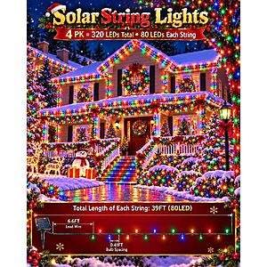 Amazon - OZS 4-Pack 156-Ft Solar Christmas String Lights $19.79 w/ Code