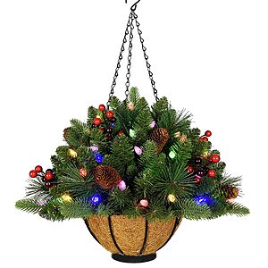 Amazon - 18-Inch Pre-Lit Christmas Hanging Basket $40.00 w/ Code