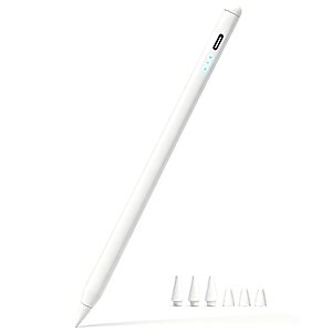 JEDOUBAL Palm Rejection & Tilt Sensitive Fast Charge Stylus Pen for iPad 2018-2026 (White) $5.93 + Free Shipping w/ Prime or on $35+