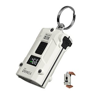 Mini Keychain Flashlight with Digital Display, Rechargeable EDC Light | 3 Color Temperatures,9 Modes, USB-C Handheld Pocket Light $9.99