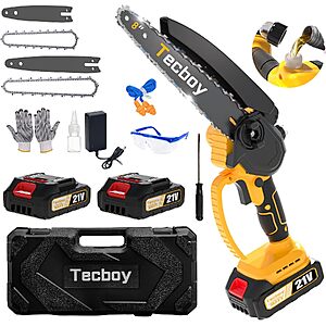 8+6 Inch Mini Chainsaw Cordless Electric Handheld with 2X 2.0Ah Batteries/ Makita battery compatible. $19.82