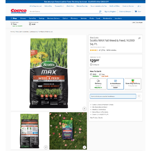 [Costco Members] - In Store: Scotts MAX Fall Weed & Feed, 14,000 Sq. Ft. $29.97