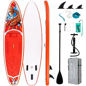 FEATH-R-LITE Inflatable Stand Up Paddle Board with Beginner SUP Accessories $77.99