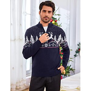 Totatuit Mens 1/4 Zip Pullover Sweatshirt Casual Mock Neck Sweater for Men $23.99