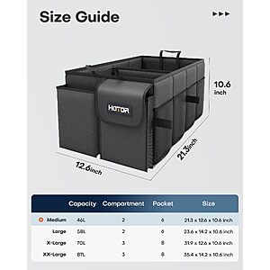 HOTOR Trunk Organizer - Foldable Car Organizer for SUVs & Sedans Storage $12.98
