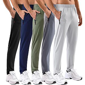 5 Pack Men's Sweatpants with Zipper Pockets Stretch Lightweight Athletic Track Activewear Pants $24.99