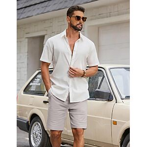 COOFANDY Mens Cotton Shorts Casual Stretch Drawstring Twill Chino Shorts $14.24