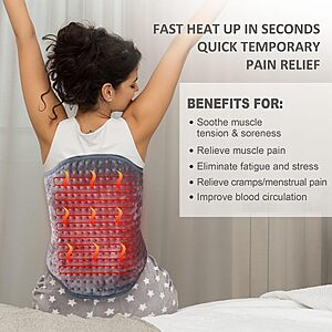 Snailax Heating Pad, Electric Heat Pad for Comfort and Relaxation $29.98