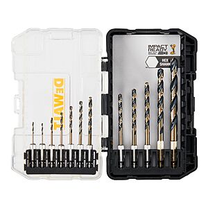 $14.98, Lowe's, DEWALT Impact Ready 12 -Piece 1/4-in High-speed Steel Jobber Length Twist Drill Bit Set