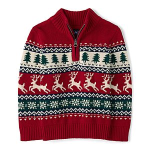 The Children's Place,Baby-Boys,and Toddler Long Sleeve Quarter Zip Pullover Sweater,Redochre Fairisle,3 Years $21.13