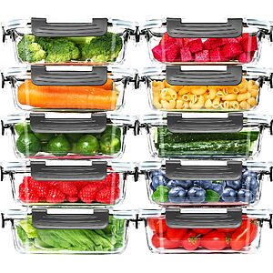 Skroam 10 Pack Glass Meal Prep Containers, 22 OZ Glass Airtight Food Storage Containers with Lids, Pantry Kitchen Storage Containers $28.48