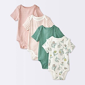 4-Pack Cloud Island Baby Girls' Floral Short Sleeve Pointelle Bodysuit (Cream) $6 + Free Store Pickup at Target or Free Shipping on $35+
