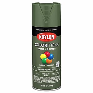 12-Oz Krylon COLORmaxx Satin Spray Paint & Primer (Italian Olive) $4.48 + Free Shipping w/ Prime or on $35+