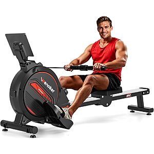 Wenoker Magnetic Rowing Machine w/ 16 Levels Auto Electromagnetic Resistance, Max 350 lbs. Capacity, 30-Min Assembly $149.99