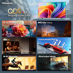 Hisense - 55" Class QD5 Hi-QLED Series 4K UHD Smart Roku TV (2026) $199.99