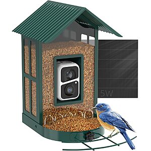 SOLIOM BF08 2K Smart Bird Feeder with Camera, Solar Powered, 2.7L $39.5