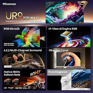 100" Hisense Class UR9 RGB MiniLED UHD 4K HDR Smart Google TV with Gemini and Anti-Reflection Screen (2026) $5999.99