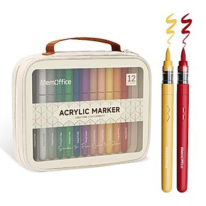 12-Pack MemOffice Brush Tip Acrylic Paint Markers $6.99 + Free Shipping w/ Prime or on $35+