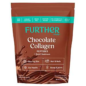 Further Food Grass-Fed Collagen Peptides Powder Plus Reishi Mushroom, Chocolate, 56 Servings $24.99 Free shipping Costco.com