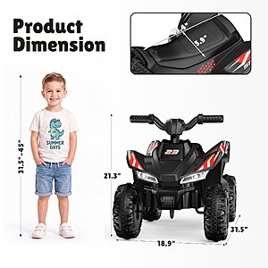 $90-$93 FS Walmart by Wisairt 12V Kids ATV, Electric Ages 3-6, Dual Motor Ride On LED Lights, Music & Wireless Audio, in Pink or Black