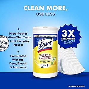 [SnS, AC] $9.73* | 4-Pk 80-Ct Lysol Disinfectant Wipes (Lemon & Lime Blossom) at Amazon