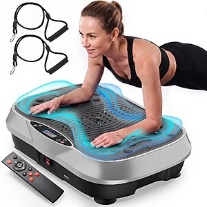 ALSO GO Vibration Plate Exercise Machine w/ 200 Speed Levels, 10 Preset Modes, Bluetooth Speaker & Resistance Bands (Grey) $34.01 + Free Shipping w/ Prime or on $35+