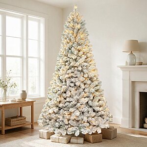 VIVATREES 6-Foot Pre-Lit Flocked Artificial Christmas Tree $58.49 + Free Shipping
