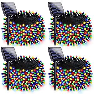 Prime: SANJICHA 4-Pack 132-Foot Multicolor Solar Christmas String Lights $19.99 + Free Shipping