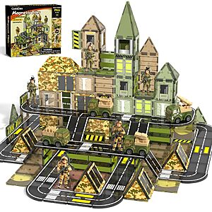 GobiDex 100-Pc Magnetic Tiles w/ 4 Army Men & Trucks, Magnetic Blocks for Kids 3+ for $19.99 (Reg. $59.99) + Free Shipping w/ Promo Code