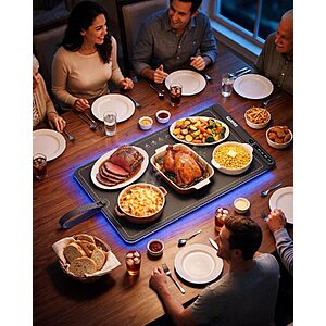 25" x 16" Garvee 500W Rollable Silicone Food Warming Mat w/ LED Ambient Lighting (Various Colors) $29.99 + Free Shipping w/ Prime or on $35+