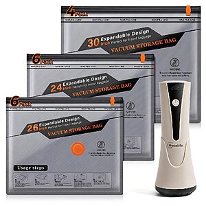 Monalife 16-Pack Travel Vacuum Storage Bags with Cordless Electric Pump $18.58 + Free Shipping