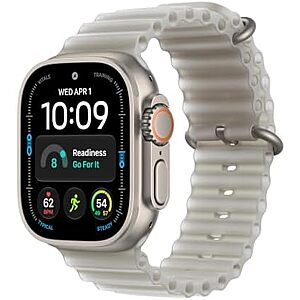 $699.99 | Apple Watch Ultra 4 GPS + Cellular 49mm Smartwatch (Natural Titanium Case, Translucent Gray Ocean Band - One Size) at Amazon