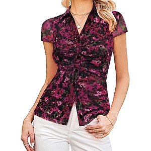 GRACE KARIN Mesh Boho Floral Blouses - $7.50 - $12.75 AC