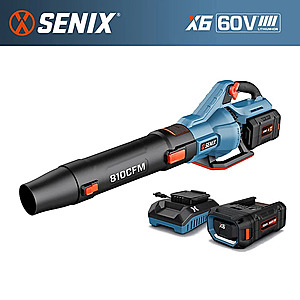 Senix 170 MPH/810 CFM 60V Max Cordless Handheld Leaf Blower, Battery and Charger Included $99.99