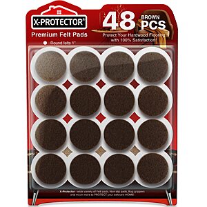Felt Furniture Pads X-Protector - 48 PCS 1" - Premium Felt Pads (Brown) Furniture Feet Wood Floors Protectors $7.41