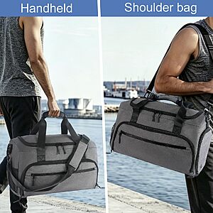 Gym Bag for Men Women, Sports Duffle Bag with Wet Pocket & Shoes Compartment, Water Resistant Overnight Weekender Bag Duffel Bag - Grey $20.5