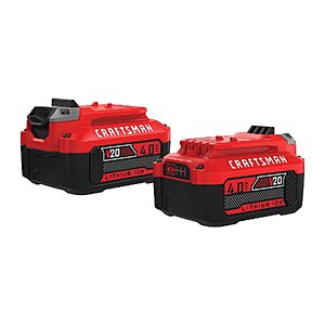 $99 set of 2 CRAFTSMAN V20 4Ah Lithium Ion Power Tool Batteries FS AMAZON (set of 1, $59)