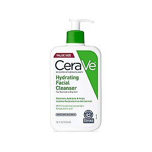 $8.99, FS Prime, 16 oz  CeraVe Hydrating Facial Cleanser, Moisturizing Face Wash For Dry Skin, Hyaluronic Acid + Ceramides + Glycerin, Hydrating Cleanser For Normal To Dry Skin, Na