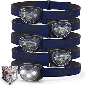 $15.55* | 5-Pack EVEREADY LED Headlamps Pro200 w/ Batteries (Navy Blue) at Amazon