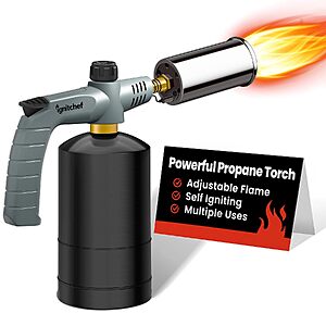 IgnitChef Propane Adjustable Flame Torch for BBQ & Camping (Gray) $11.49 + Free Shipping w/ Prime or on $35+