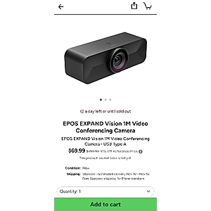 EPOS EXPAND Vision 1M Video Conferencing Camera $69.99