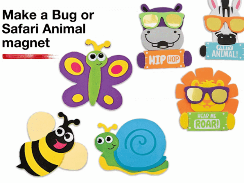 Make a Bug or Safari Animal Magnet on July 11th at JCPenney