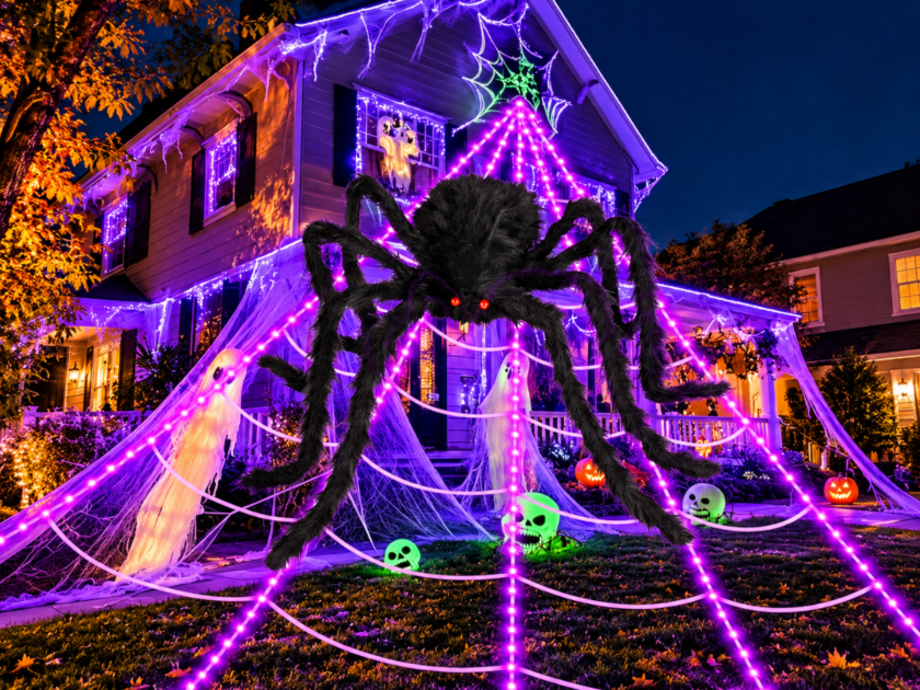 16.4-ft Brighter LED Spider Web w/ 48″ Giant Spider Only $14.xx on Amazon (Reg $36)