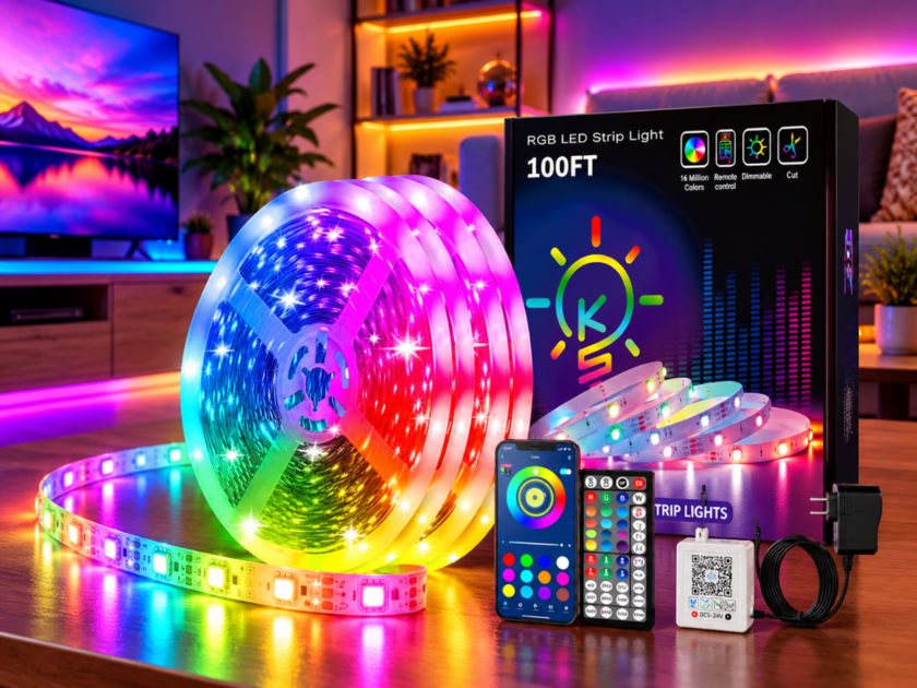 100ft RGB LED Strip Lights w/Bluetooth Smart App Control Only $9.xx on Amazon