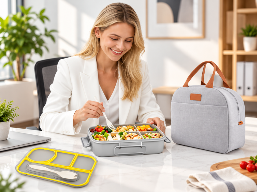 Easyfun 4-Compartment Bento Lunch Box w/Tote Bag Only $7.xx on Amazon (Reg $17)