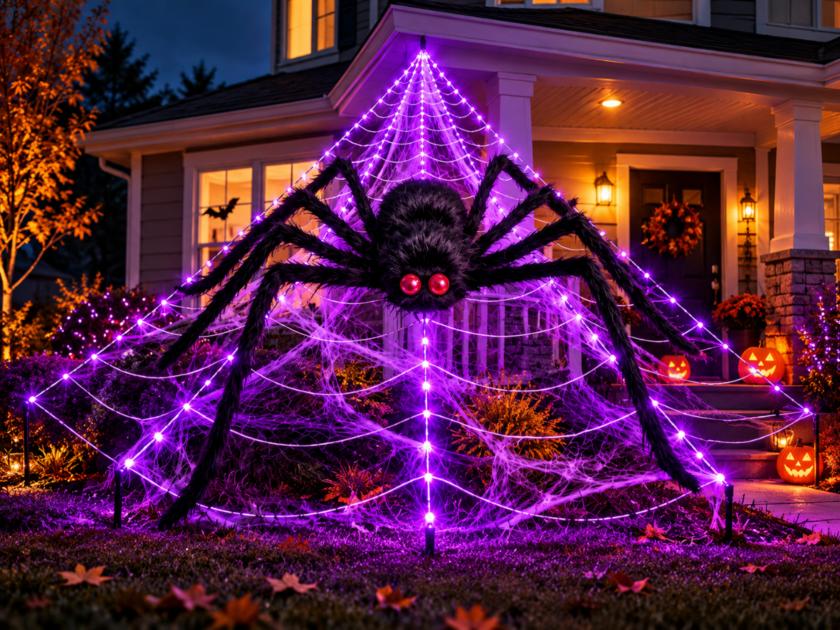 16.4ft Halloween Spider Web Lights w/255 LEDs & 6.6ft Plush Spider Only $16.xx on Amazon (Reg $45)